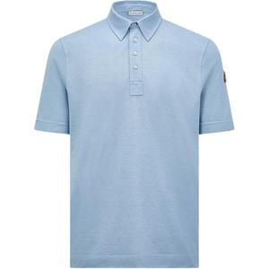 Двойная кожаная поло с логотипом Moncler, светло-голубой