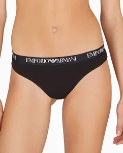 Набор из двух базовых хлопковых стрингов «Essential Cotton» Armani, черный