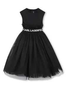 Платье с логотипом KARL LAGERFELD KIDS, черный