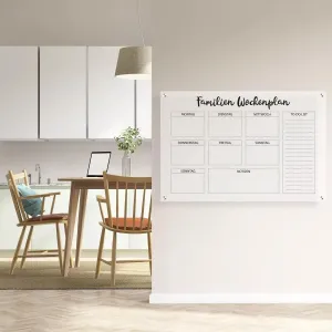 Предмет настенного декора Queence "Семья", план на неделю, семейный календарь, настенный календарь, акриловое стекло 70х50х0,4 см, черный