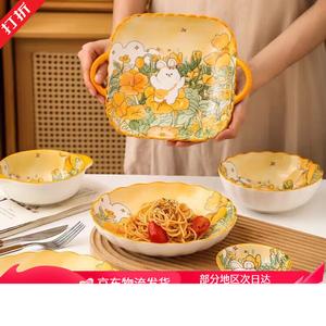 Ceramics Набор детской посуды Aiduo 2 чашки 2 ложки, керамическая посуда для детского питания, 6 предметов