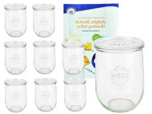Набор из 9 стаканов Weck, стаканов-тюльпанов объемом 1062 мл, стаканов объемом 1 л с 9 стеклянными крышками, включая буклет с рецептами MamboCat
