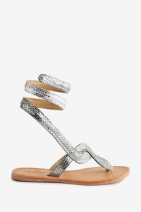 Серебряные босоножки в виде кобры с декоративным ремешком Aspiga, серебряный