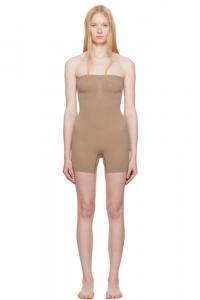 Короткий бесшовный боди без бретелек Taupe Seamless Sculpt SKIMS