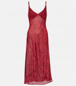 Платье-комбинация с цветочным принтом Dries Van Noten, Cherry