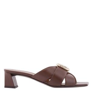 Кожаные сандалии на среднем каблуке Giuseppe Zanotti с пряжкой, caffe