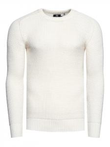 Плотно вязаный облегающий свитер с круглым вырезом белого цвета Rusty Neal