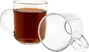 Набор из 6 стаканов с ручками - прозрачное стекло с элегантным, гладким дизайном, 240 мл Sunay