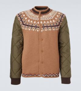 Кардиган из шерстяной смеси жаккард Moncler, Light Brown