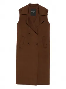 Двубортное пальто без рукавов Patrizia Pepe, коричневый