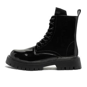 Dunnu Короткие мартинсы мужские черные из лаковой кожи, цвет Black Patent Leather