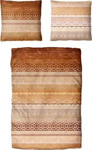 Постельное белье Dream Castle Micro Flannel - Полоски, коричневые, 155 x 220 см, коричневые полосы разных оттенков коричневого Traumschloss