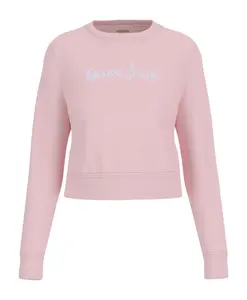 Укороченный розовый свитер с цветочным принтом Guess, розовый