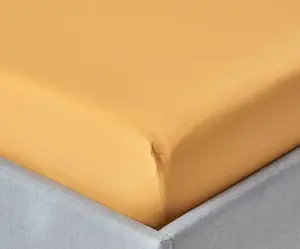 Простыня на резинке HOMESCAPES горчично-желтого цвета, плотность 200 нитей, 120 х 190 см Homescapes