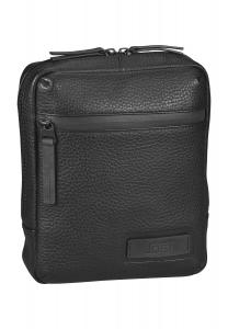 Сумка через плечо, кожаная, с нашивкой, однотонная, мужская JOST, черный