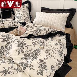 Yalu Комплект постельного белья 1.2м, 3 предмета: пододеяльник 150*200см, простыня, наволочка, цвет French Tea Break Black, 100% хлопок