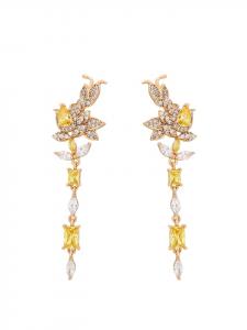 Faina Женские висячие серьги из розового золота и желтого металла