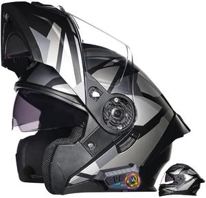 Шлем мотоциклетный ACLFFSHO Bluetooth женский, черный / серый