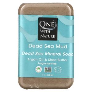 One with Nature Triple Milled Mineral Soap Bar Dead Sea Mud Fragrance-Free 7 oz (200 g)
