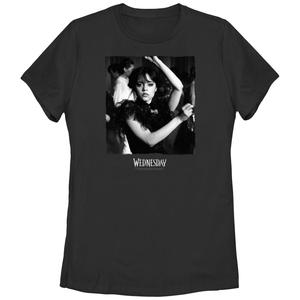 Черно-белая футболка с графическим рисунком для юниоров Wednesday Dance Licensed Character