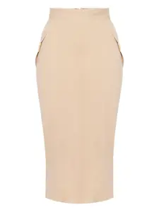 Юбка с отделкой в виде прострочки и логотипом Elisabetta Franchi, нейтральный