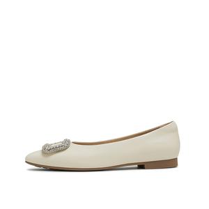 Повседневные туфли для дома на колесах с заостренным носком в стиле феи, украшенные водными стразами, высота 1,5 см, женские PT'SON, Cream White