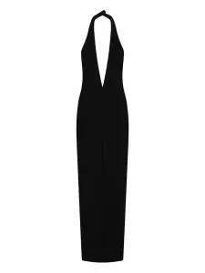 Креповое платье макси с вырезом халтер Mônot, черный