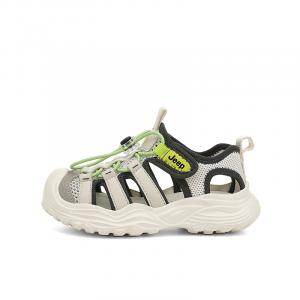 Детские сандалии с низким верхом, устойчивые к истиранию, легкие, амортизирующие, нескользящие Jeep, зеленый/слоновая кость/белый