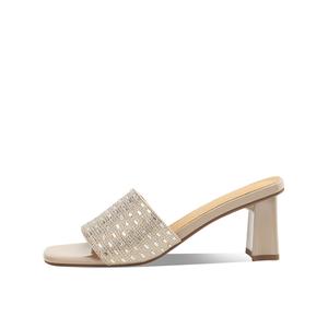 BOERDIQI Женские шлепанцы на резиновой подошве с устойчивостью к истиранию золотистого цвета с овчинной стелькой, цвет Gold (Sheepskin Insole)