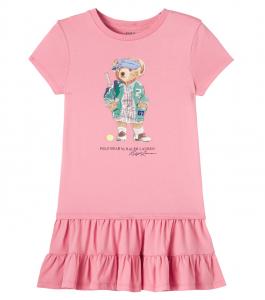 Платье из хлопка с рюшами Polo Bear Polo Ralph Lauren Kids, Faded Peony