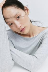 Рубашка с вырезом лодочкой H&M, серый