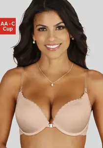 Бюстгальтер пуш-ап LASCANA с застежкой спереди и прозрачными бретелями, цвет Puder