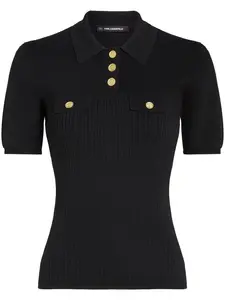 Рубашка поло с логотипом KARL LAGERFELD, черный