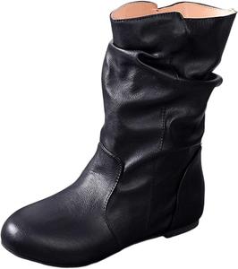 Женские ботильоны с мягким голенищем, на плоской подошве, стильные туфли на клиновидном низком каблуке, удобные повседневные короткие ботинки Generic, Black