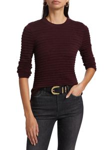 Топ из шелка и хлопка с круглым вырезом и сборками Frame, бордовый