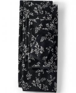 Набор из 6 банных полотенец из жаккардового хлопка Lands' End, цвет black light stone flower sprig