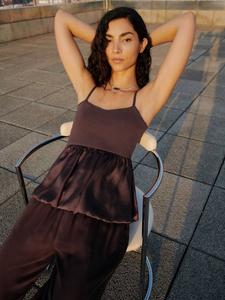 Топ Istambul с разрезной вязкой и перекрестной спинкой Mango, Brown