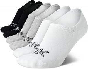 Женские носки Calvin Klein, невидимые, с нескользящей пяткой, легкие, из хлопковой смеси, с низким вырезом, 6 пар в упаковке, Grey/White/Black