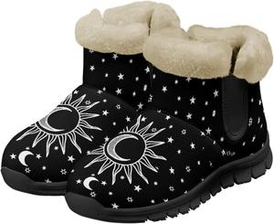 Tomeusey Женские зимние сапоги с меховой подкладкой, удобные и теплые, с противоскользящей подошвой, легкие ботильоны для прогулок на свежем воздухе, зимние ботинки с черной подошвой