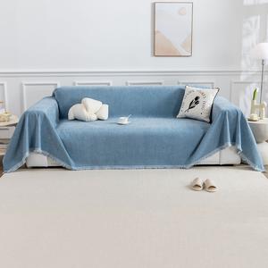 Чехол на диван, покрывало из синели, 1 мягкое одеяло, одеяло на диван, одеяло для собаки, одеяло на диван (180 х 340 см, синее) Qelus