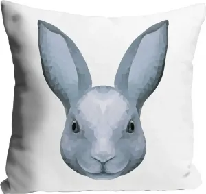 Декоративная подушка Queence "Икар", с синим кроликом, чехол без наполнения, 1 шт 40х40 см, цвет vintage blau + bedruckt