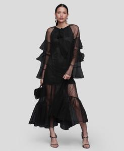 Женское длинное платье в горошек с оборками и ярусным кроем Avec Les Filles, Black