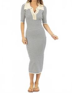 Традд Полосатое вязаное миди-платье в сине-многоцветном Blue B