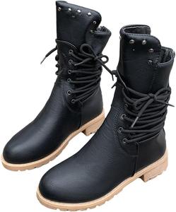 Женские ботинки на шнуровке, стильные с низким каблуком и текстурированной подошвой с молнией, удобные ботильоны AnnabaFanny, Black