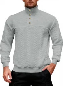 Мужской повседневный пуловер с воротником стойкой, джинсовой вышивкой и длинными рукавами