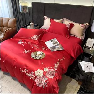 Generic Комплект постельного белья в китайском стиле с вышивкой цветов из египетского хлопка с жаккардовым узором