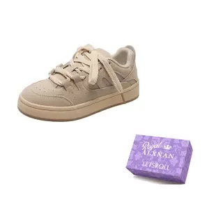 Alxnan Кремовые бежевые женские лоу-топ скейтборд кроссовки, цвет Cream Beige