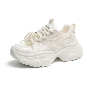 Женские кроссовки с низким верхом и массивной подошвой, увеличивающие рост, с противоскользящей подошвой и износостойкими элементами O.L, Beige