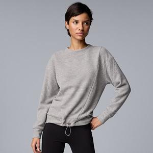 Женский уютный пуловер с кулиской по низу Simply Vera Vera Wang, Dark Gray Fox Heather