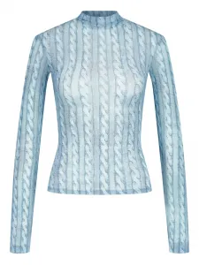 Вязаный топ с принтом и воротником-гольф Avavav, синий